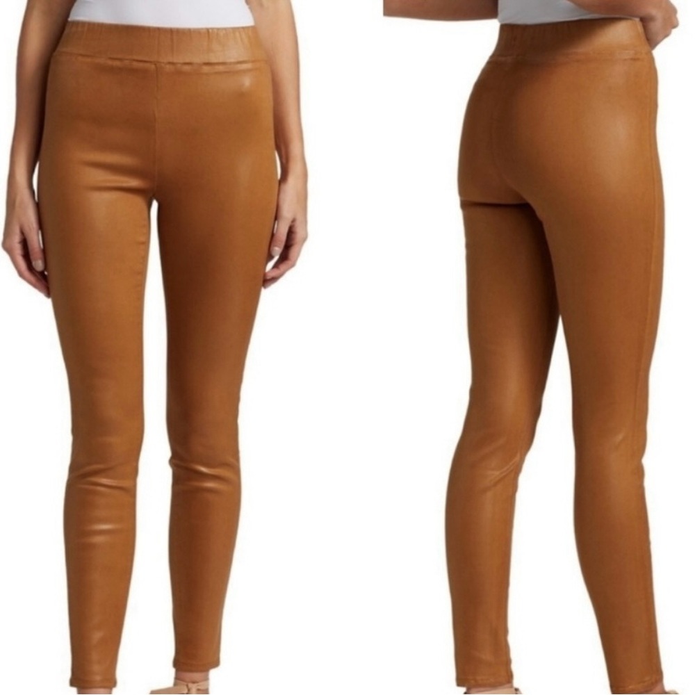 L'Agence Tan Brown Rochelle Coated High Waisted Pull-On Skinny Jean XL